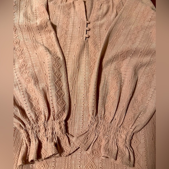 Frye Womens Textured Blouson Sleeve Blouse Pink. - Picture 5 of 7